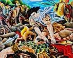 composition–David and Goliaf–oil on canvas100x100cm. Original