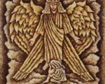 –The pray heard by an angel–acrylic on canvas 70×70 cm.
