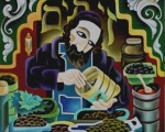 composition–Judaica#33–oil on canvas 80x70cm. Original
