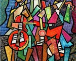 composition–Musicians–mixed technics on canvas 80x60cm.