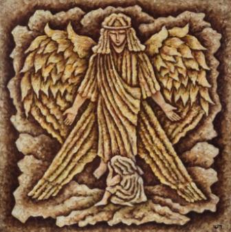 --The pray heard by an angel--acrylic on canvas 70x70 cm.