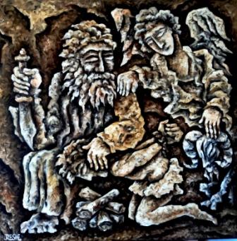 composition--Sacrifice of Avraam-oil on canvas 70x70cm