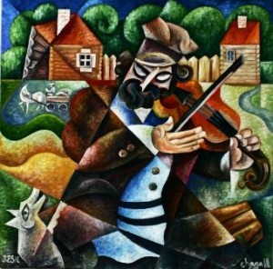 --The violinist-- oil on canvas 80x80cm. Original